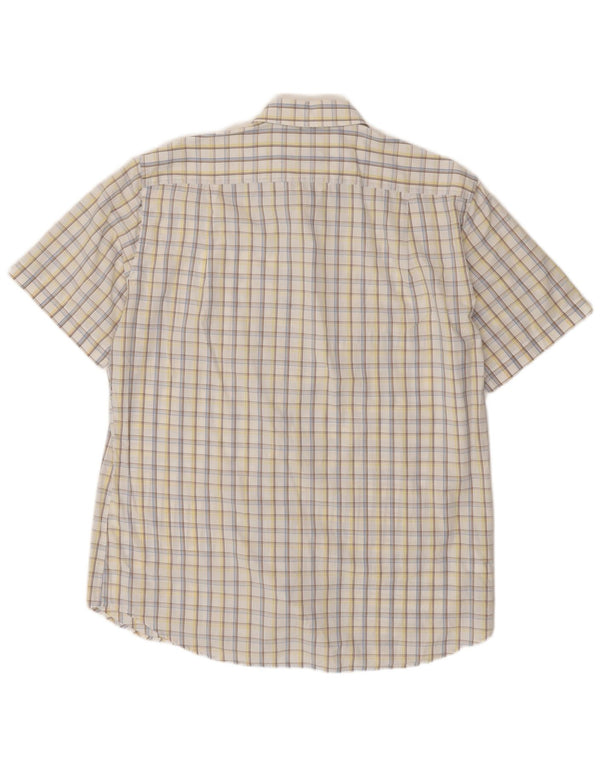 HUGO BOSS Camisa de manga corta para hombre Talla 16 1/2 42 Algodón a cuadros blanco grande