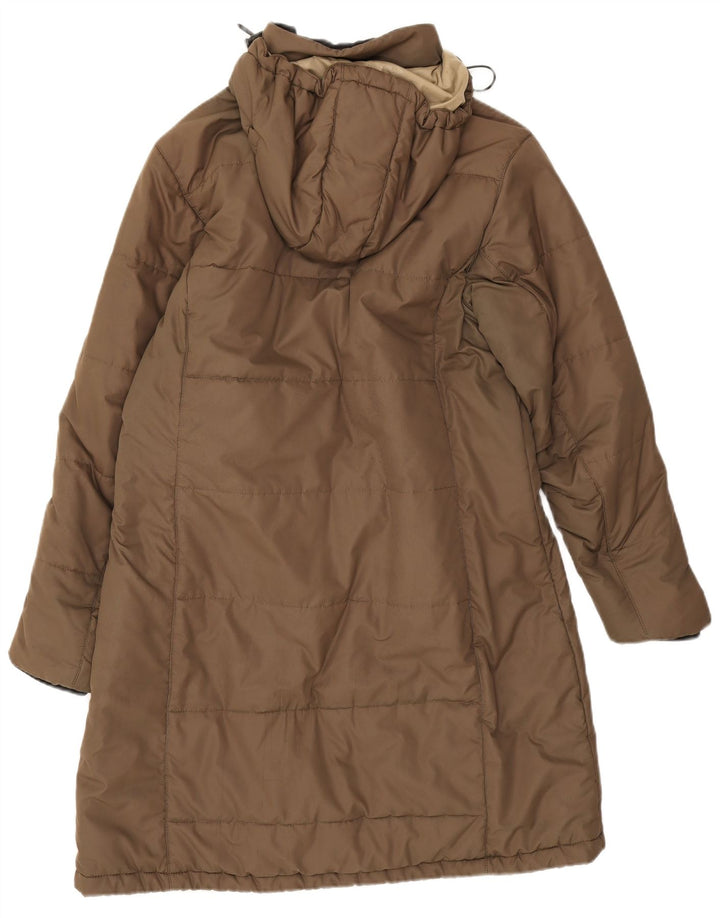 Jack Wolfskin Abrigo acolchado con capucha para mujer UK 46 Grande Poliéster marrón