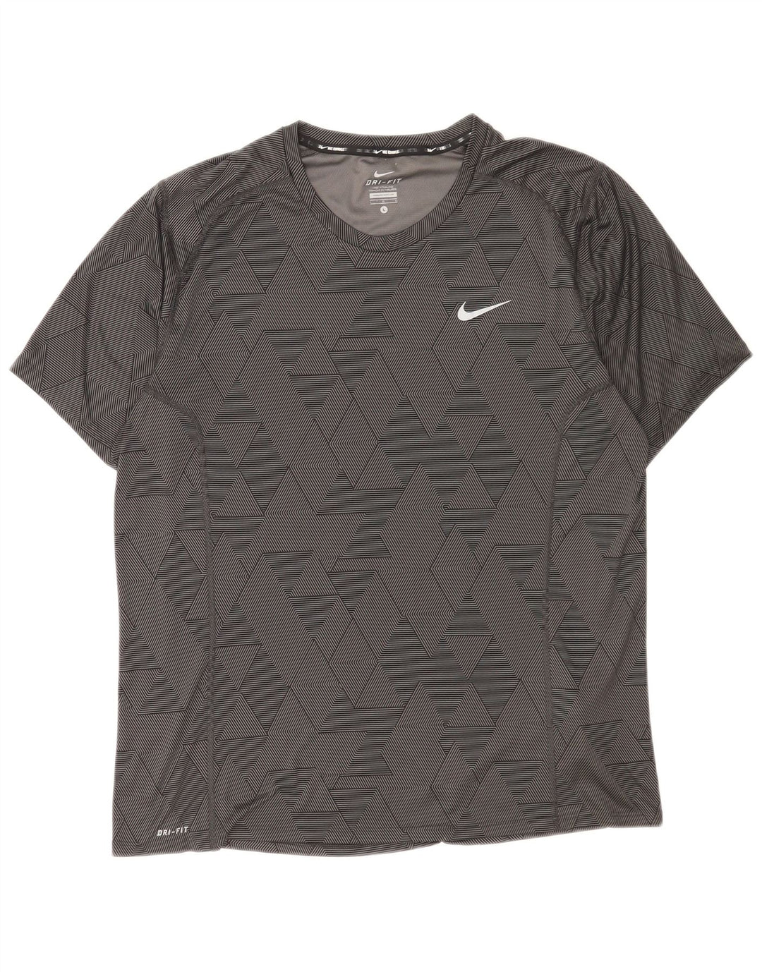 Camiseta Nike Dri Fit para hombre Top grande negro geométrico poliéster