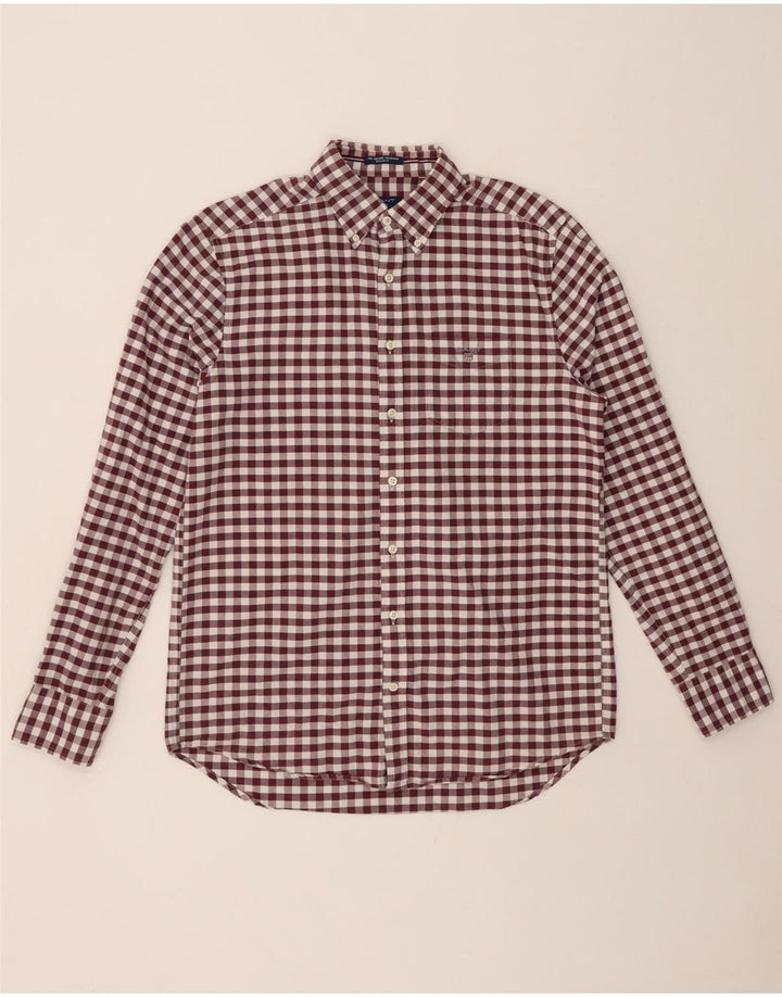 GANT Camisa para hombre Talla 39/40 15 1/2 Algodón a cuadros granate mediano