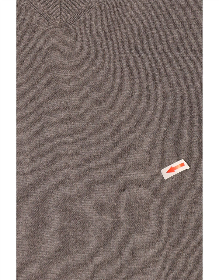 Marks & Spencer - Jersey para hombre con cuello en V, color azul, algodón gris grande
