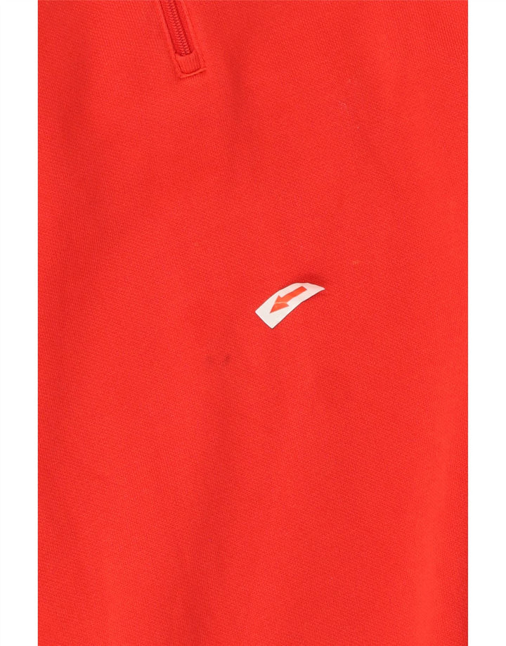 Puma Sudadera con cuello y cremallera para hombre, jersey de algodón rojo con bloques de color grande