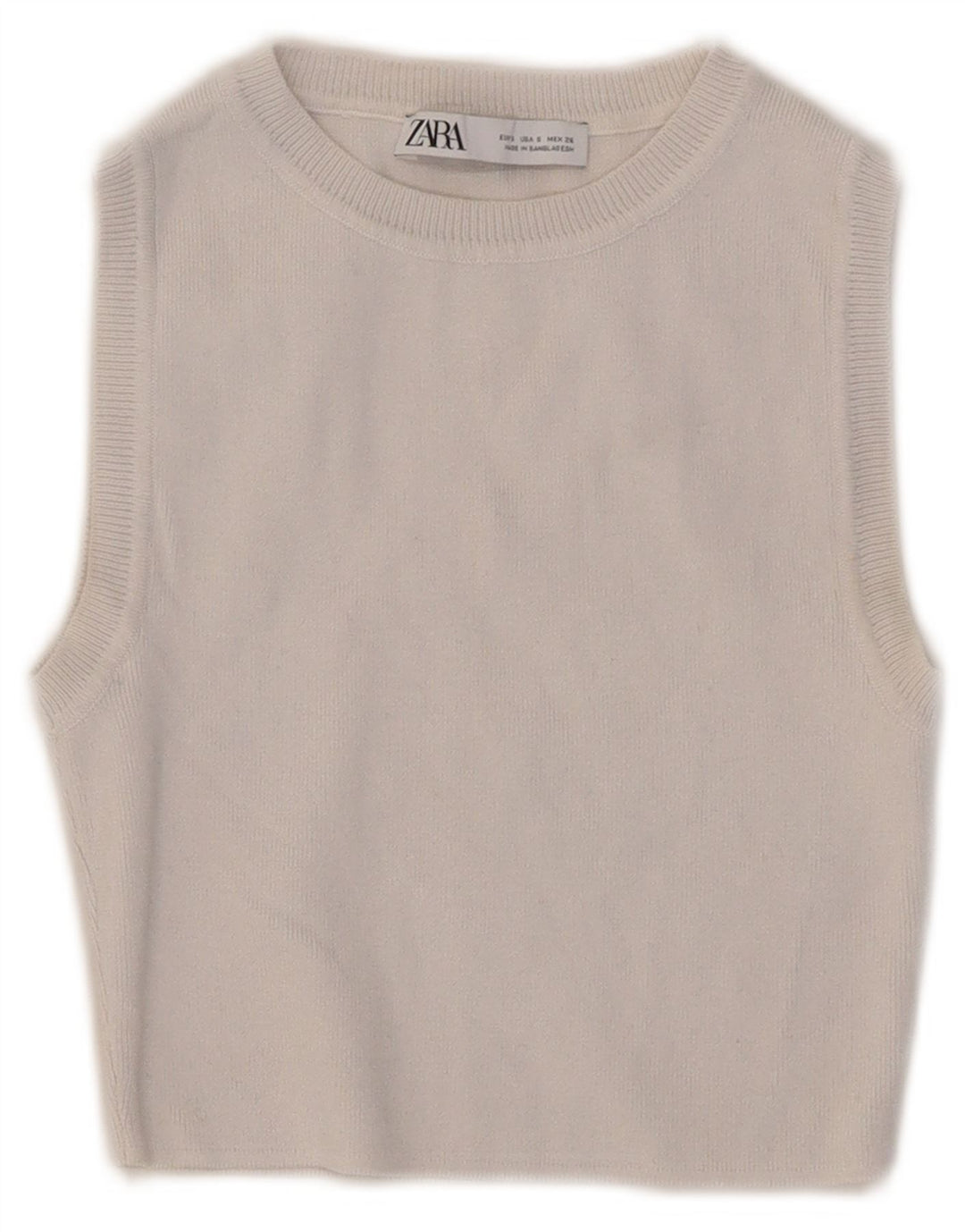 Zara Mujer Crop Vest Top UK 8 Small Blanco