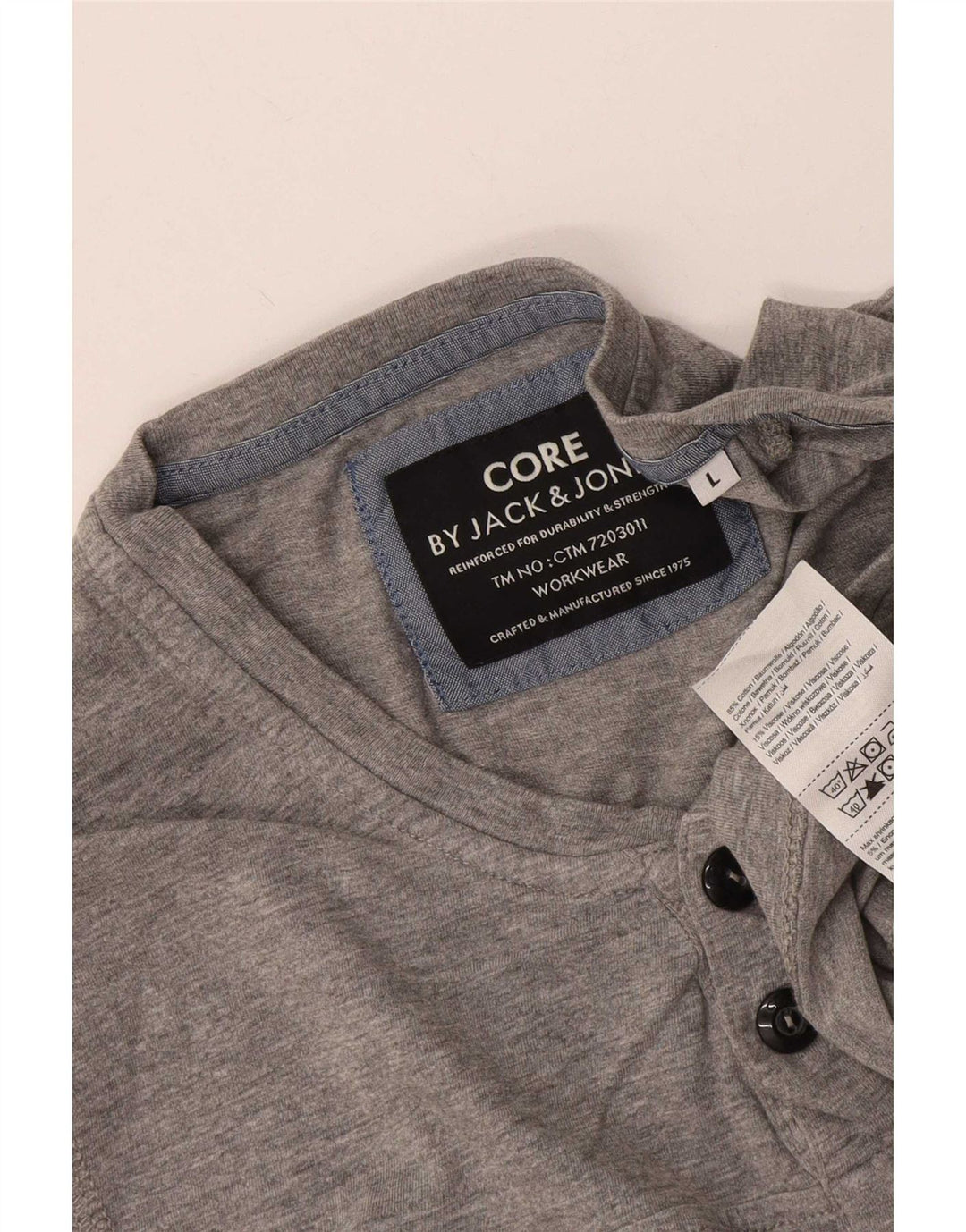 Jack & Jones Hombre Top Manga Larga Algodón Moteado Gris Grande