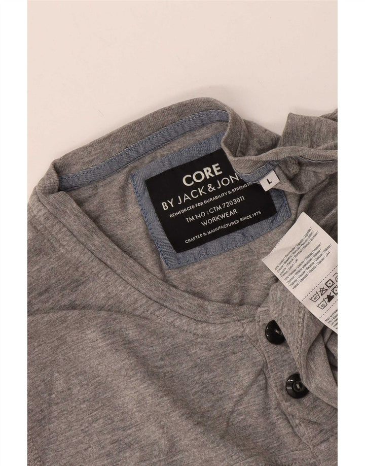 Jack & Jones Hombre Top Manga Larga Algodón Moteado Gris Grande