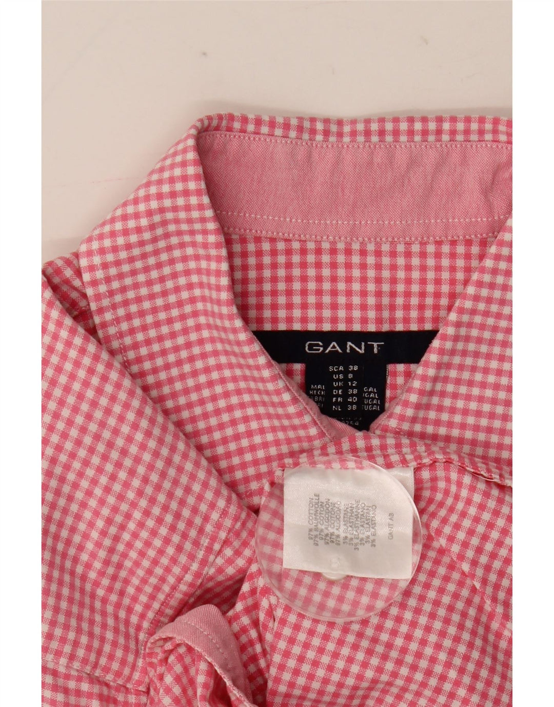 Gant Camisa de manga corta para mujer UK 42 Algodón a cuadros rosa medio