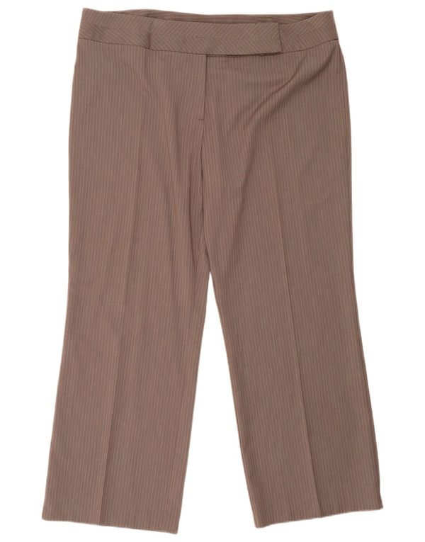Marks & Spencer Pantalones Casuales para Mujer UK 20 2XL W42 L30 Marrón Pinstripe
