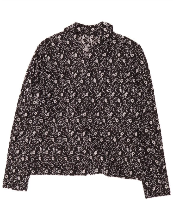 SARA GLENZER Blusa camisera para mujer IT 44 Mediana Negro Floral