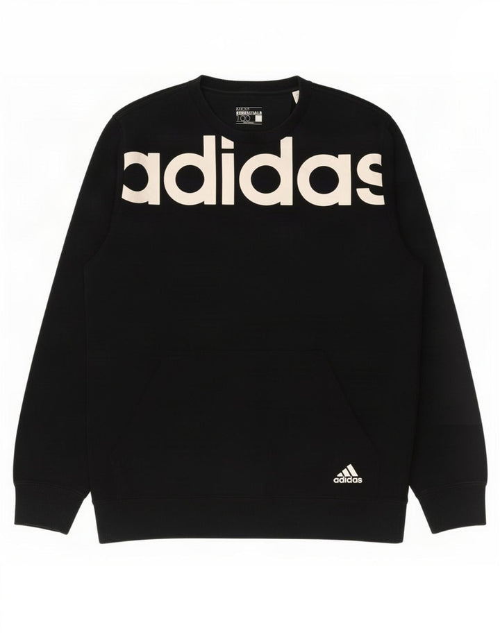 Adidas Hombre Sudadera Gráfica Jumper Medium Negro Algodón