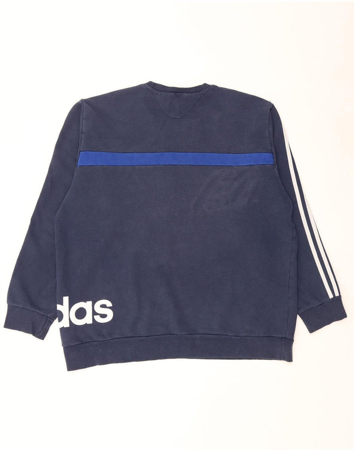 Adidas Hombre Sudadera Gráfica Jersey 2XL Azul Marino Colorblock Algodón