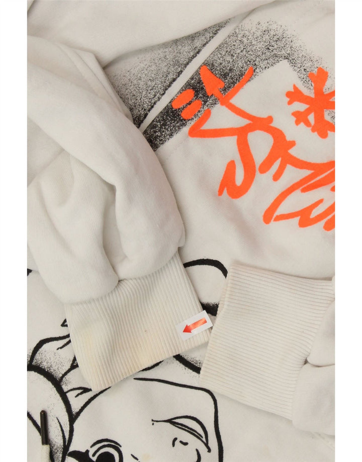 ZARA Mujer Frozen Graphic Sudadera con capucha Jumper UK 10 Small Blanco