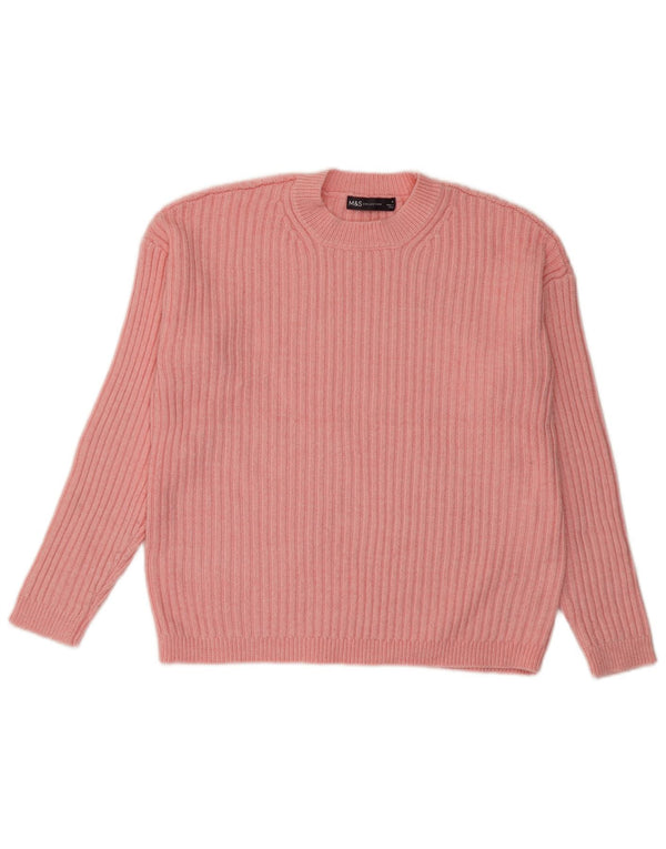 Marks & Spencer Jersey de cuello redondo para mujer UK 44 Poliéster rosa medio