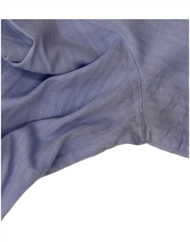 Zara Mujer Jersey Camisa UK 10 Small Azul Herringbone Algodón