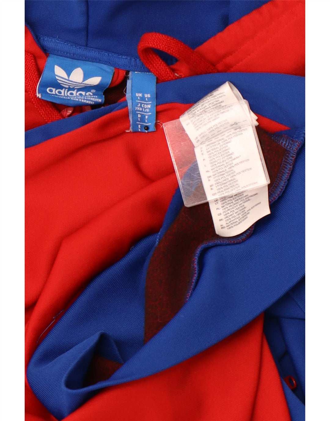 ADIDAS Suéter con capucha y cremallera gráfica para hombre Poliéster con bloques de color azul grande