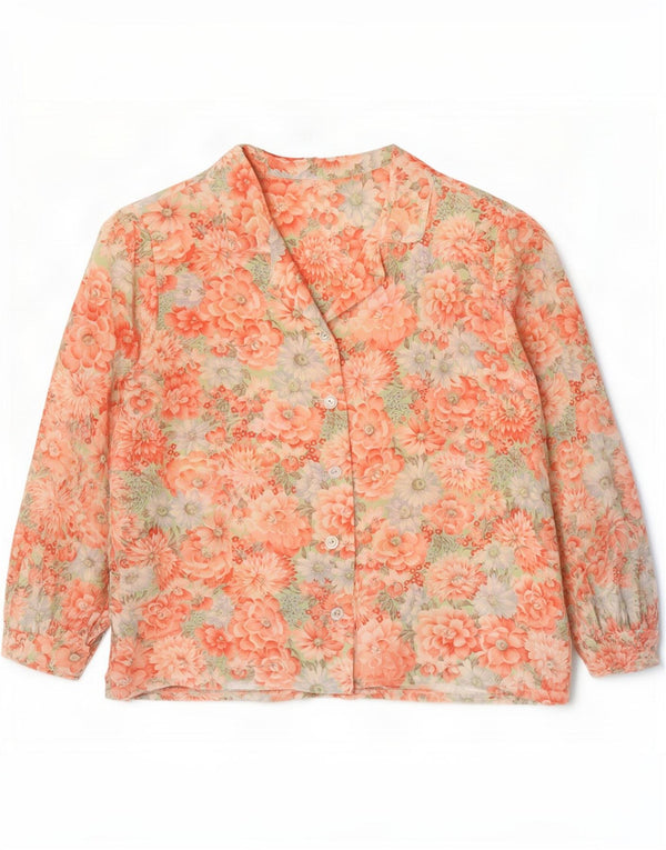Vintage mujer camisa blusa Reino Unido 14 medio multicolor floral
