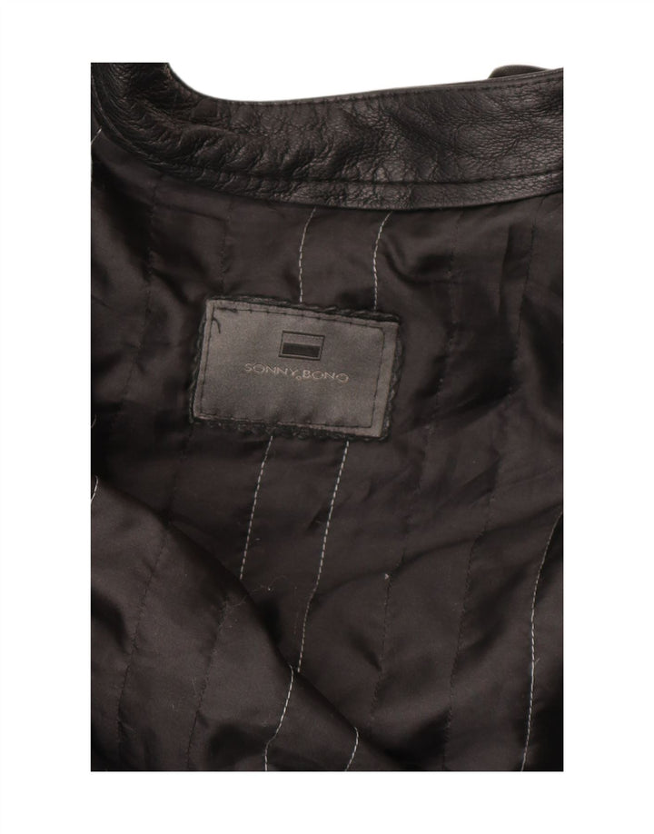 Sonny Bono Chaqueta Bomber de Cuero para Hombre UK 38 Medium Black