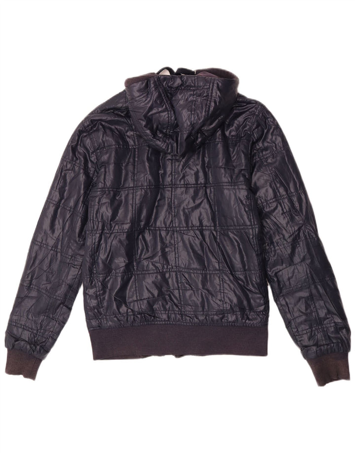 Zara Mens Chaqueta Bomber Con Capucha UK 36 Small Azul Marino
