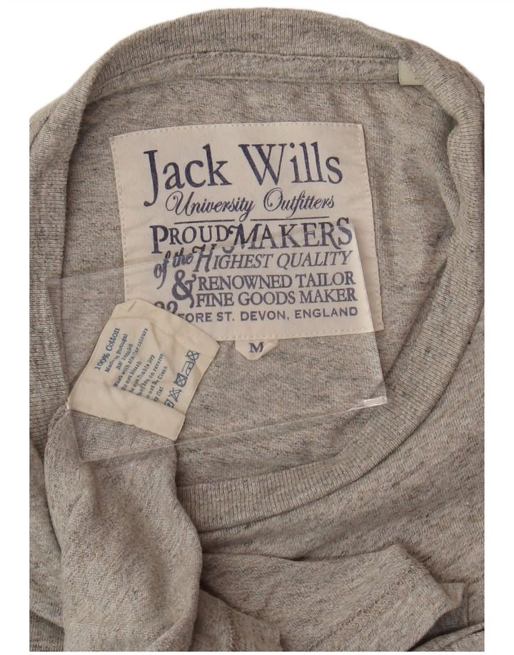 JACK WILLS Camiseta gráfica para hombre Top de algodón moteado gris medio
