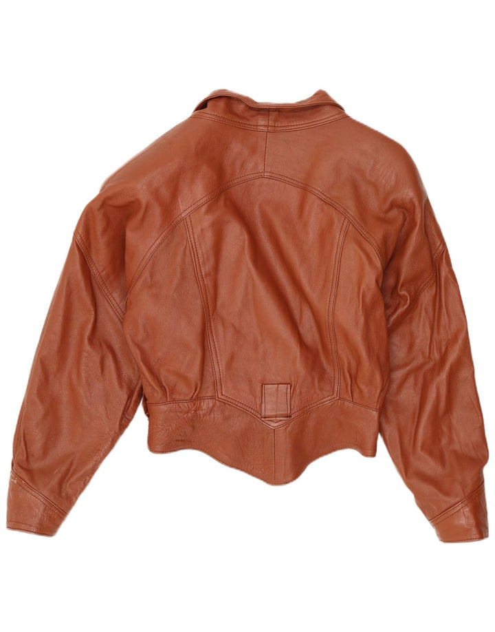 Vintage mujer chaqueta de cuero Reino Unido 10 pequeño marrón