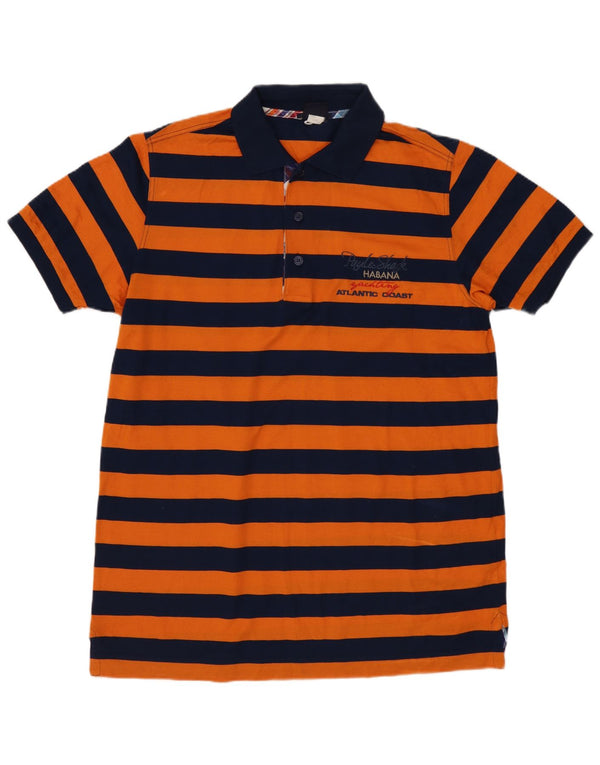 PAUL & SHARK Polo con gráfico náutico para hombre de algodón a rayas naranja grande