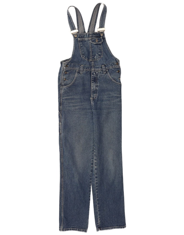 Vintage mujer peto jeans rectos W30 L30 algodón azul
