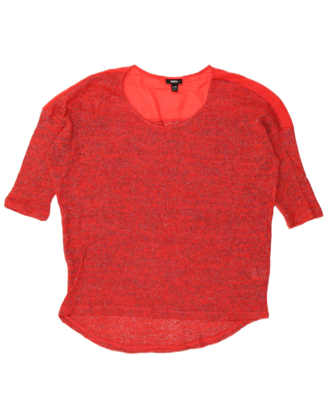 MOSSIMO Suéter tipo jersey con cuello redondo y manga 3/4 para mujer UK 46 Large Red Moteado