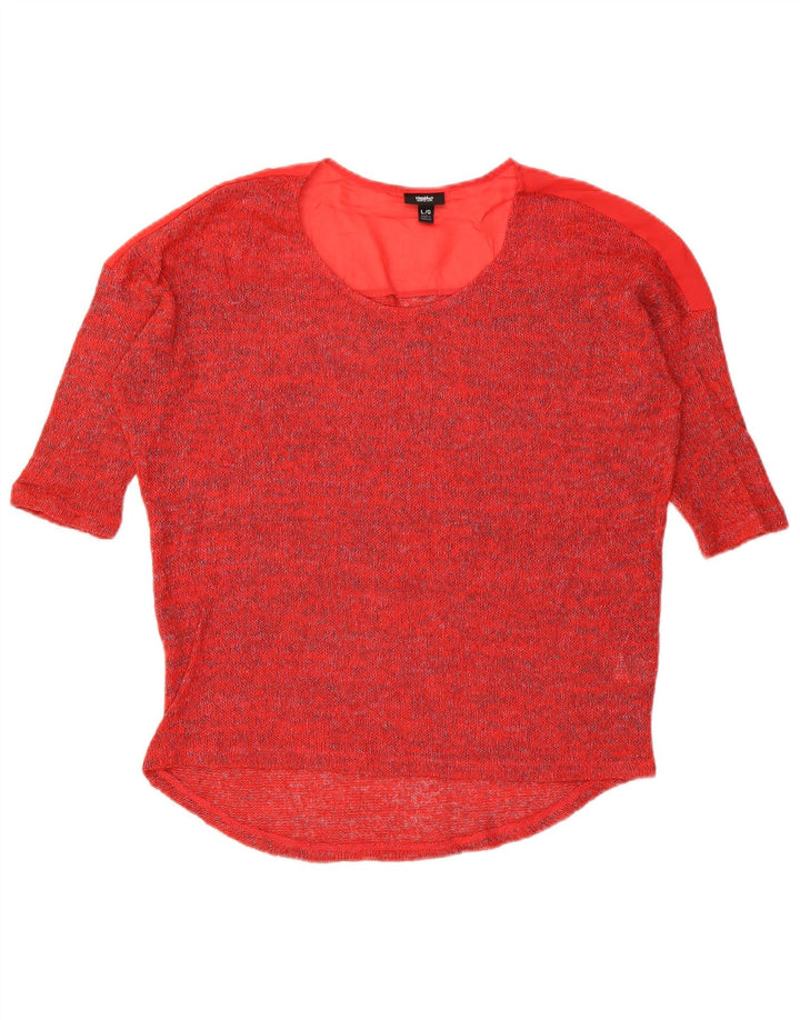 MOSSIMO Suéter tipo jersey con cuello redondo y manga 3/4 para mujer UK 46 Large Red Moteado