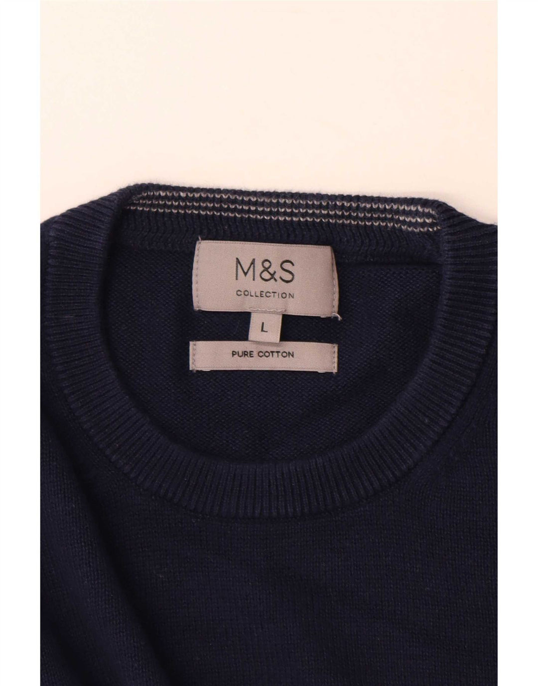 Marks & Spencer - Jersey de cuello redondo para hombre, talla grande, algodón azul marino