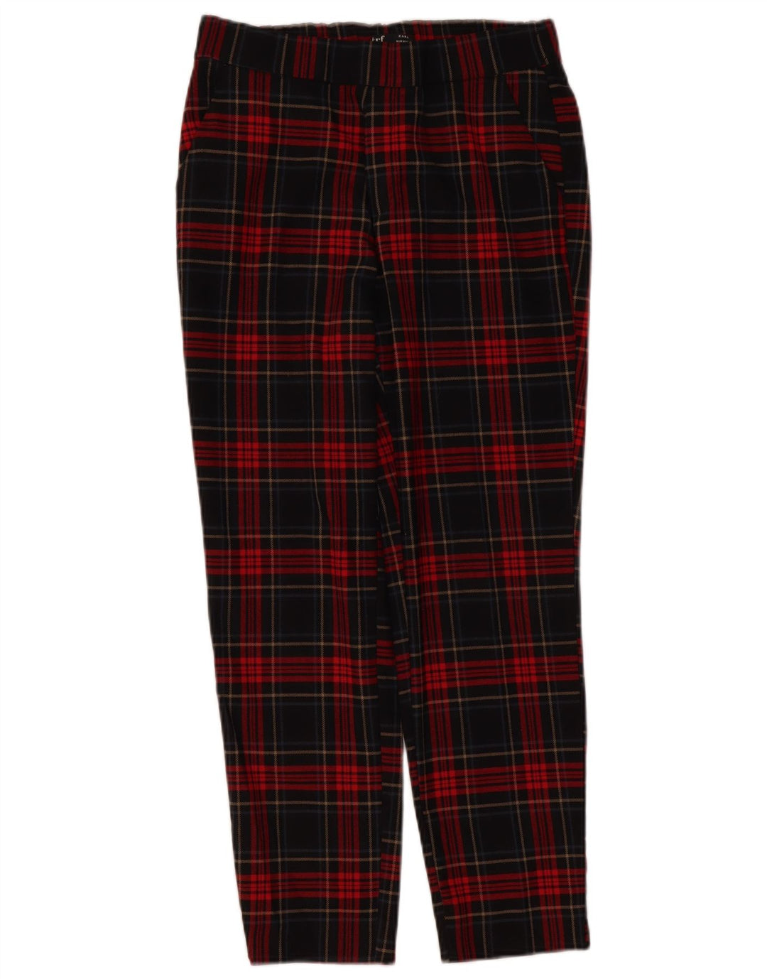 Zara Pantalones chinos ajustados para mujer UK 10 Small W27 L26 Black Check