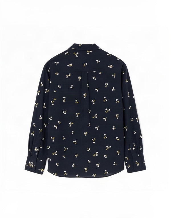 Marks & Spencer Camisa para mujer UK 10 Small Azul marino Floral Viscosa
