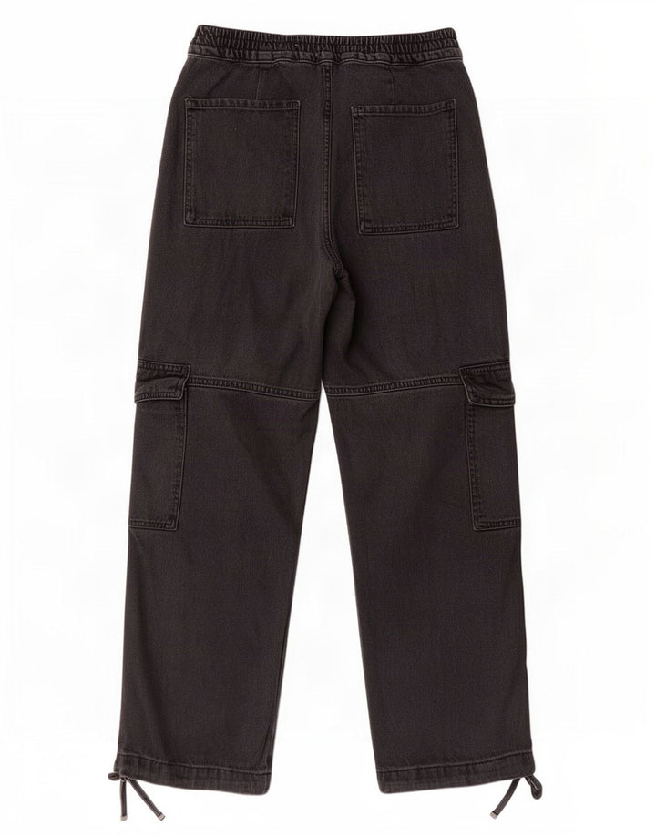 Zara Vaqueros Cargo De Pierna Ancha para Mujer Pequeños W26 L28 Negro