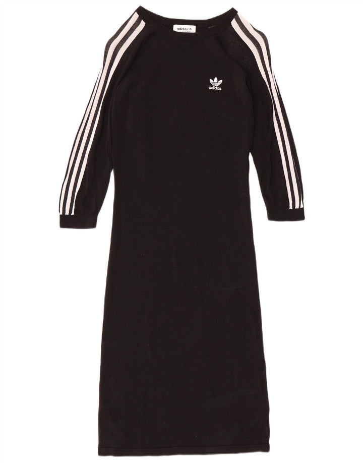 ADIDAS Vestido tipo jersey de manga 3/4 para mujer Reino Unido 44 Mediano Rayón negro