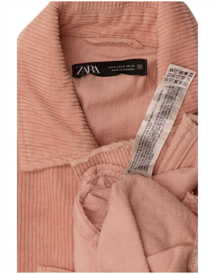 Zara Mujer Chaqueta De Pana Extragrande UK 10 Small Pink Cotton