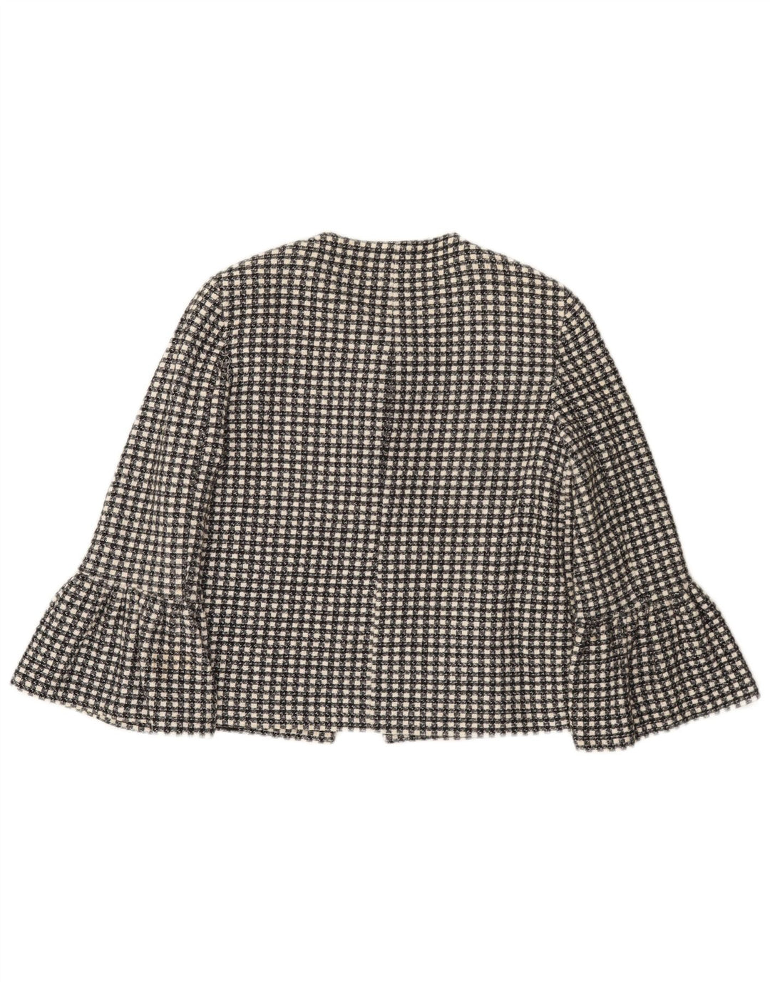Zara Chaqueta Blazer De Manga 3/4 Con 1 Botón Para Mujer UK 10 Small Black Check