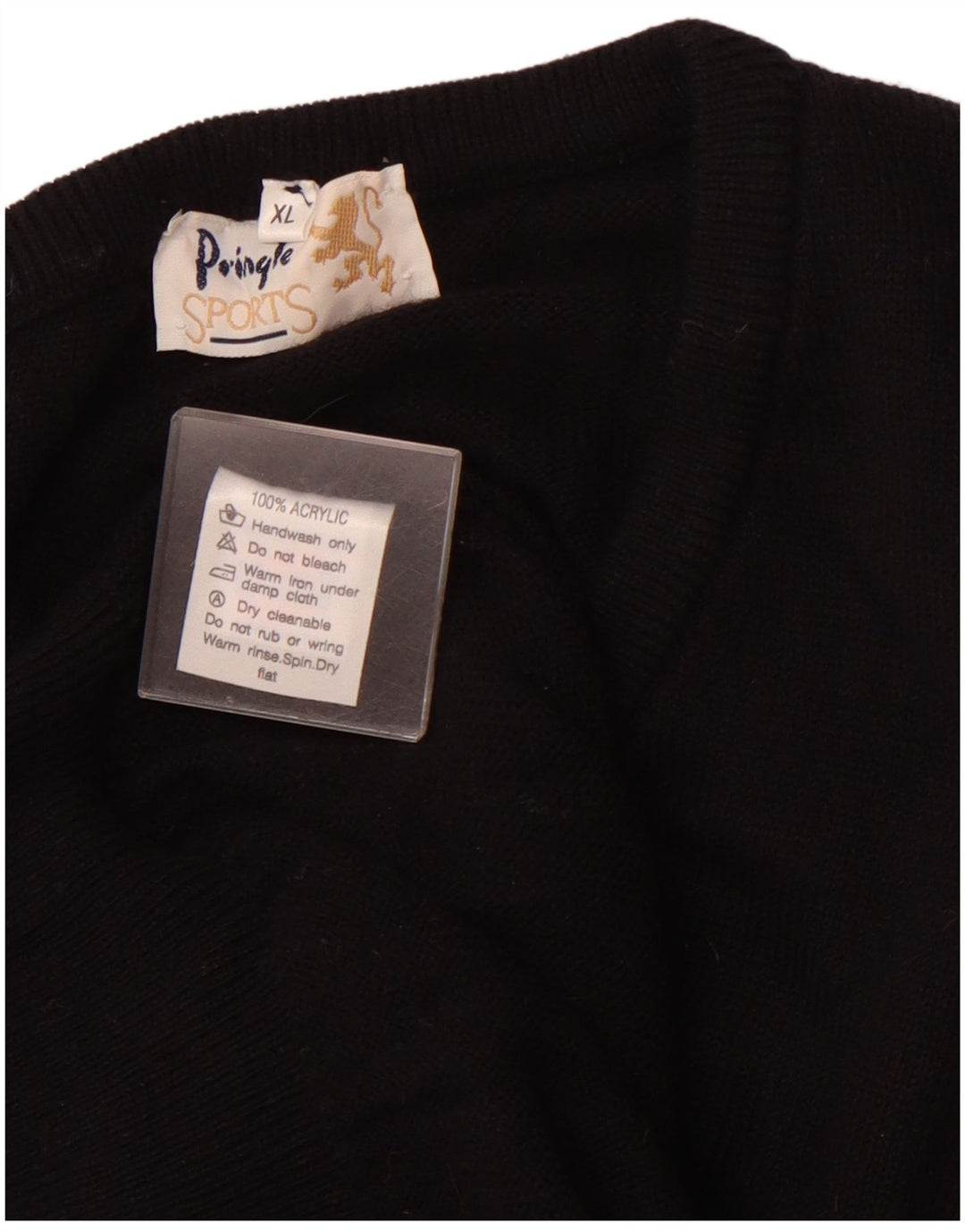 PRINGLE Suéter con Cuello en V para Hombre XL Argyle Negro/Acrílico Diamante