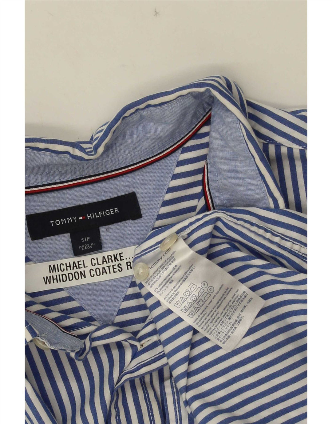 Camisa Tommy Hilfiger Hombre Small Algodón A Rayas Azul