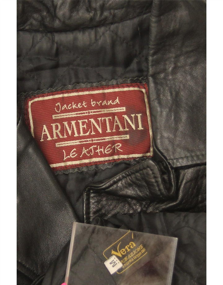 Vintage mujer chaqueta de cuero Reino Unido 14 cuero negro medio