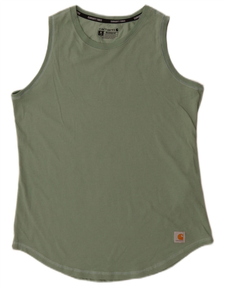Carhartt Camiseta sin mangas de ajuste relajado para mujer UK 8/10 Poliéster verde medio