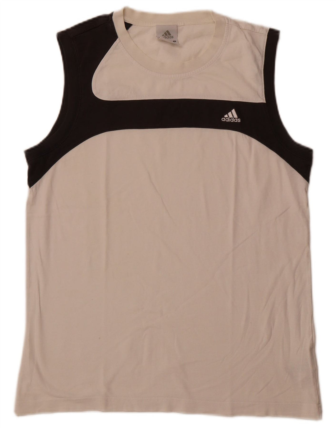 ADIDAS Hombre Chaleco Top Grande Blanco Colorblock Algodón