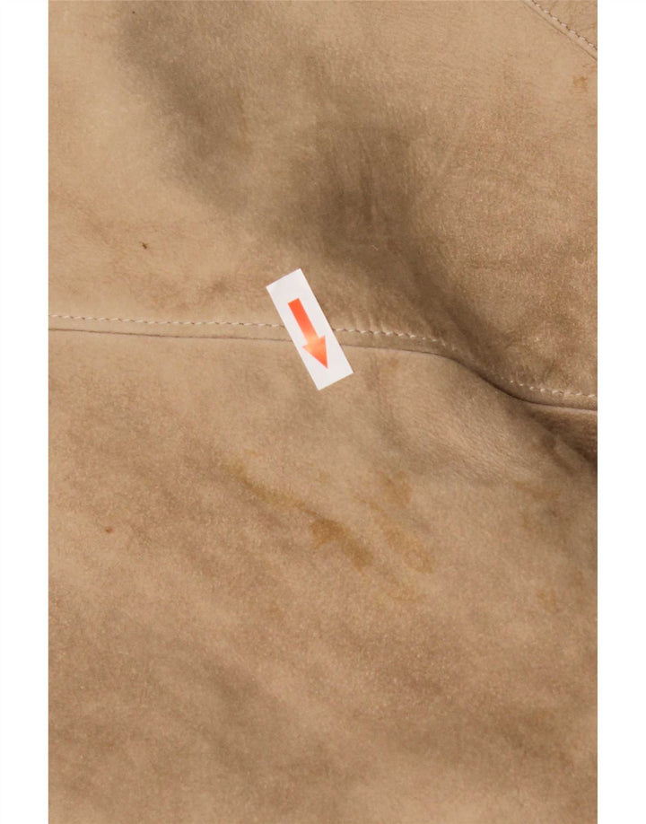 Vintage mujer 3/4 manga shearling abrigo Reino Unido 14 beige medio