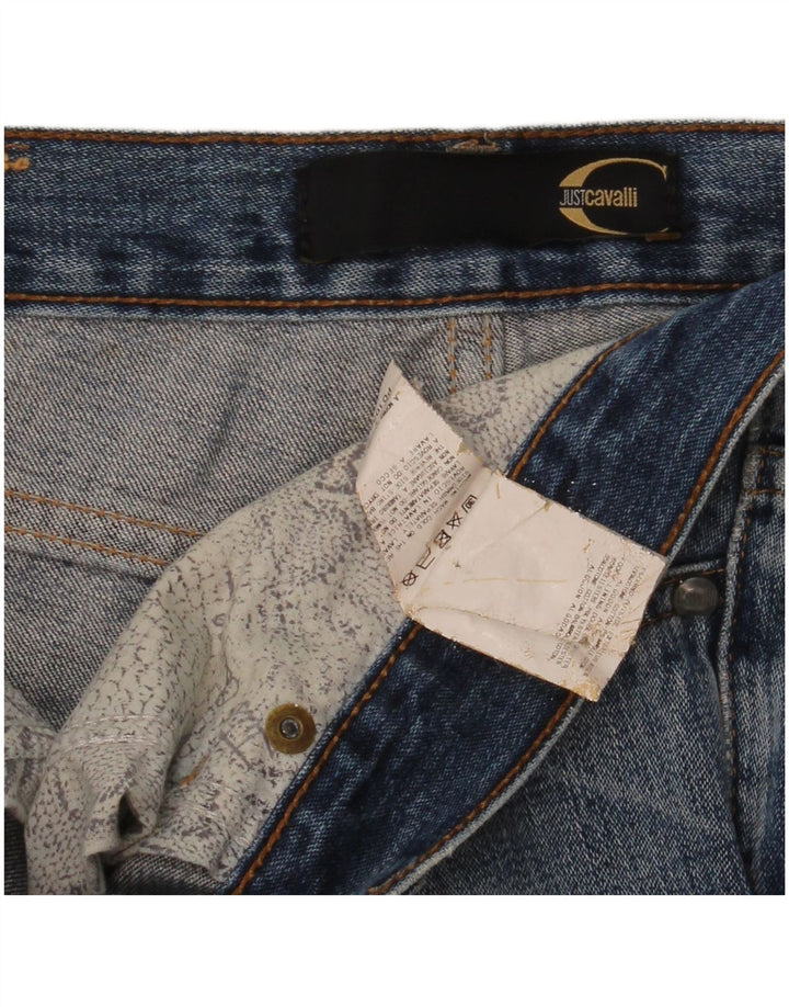 Cavalli Vaqueros rectos desgastados para hombre W36 L35 Algodón azul
