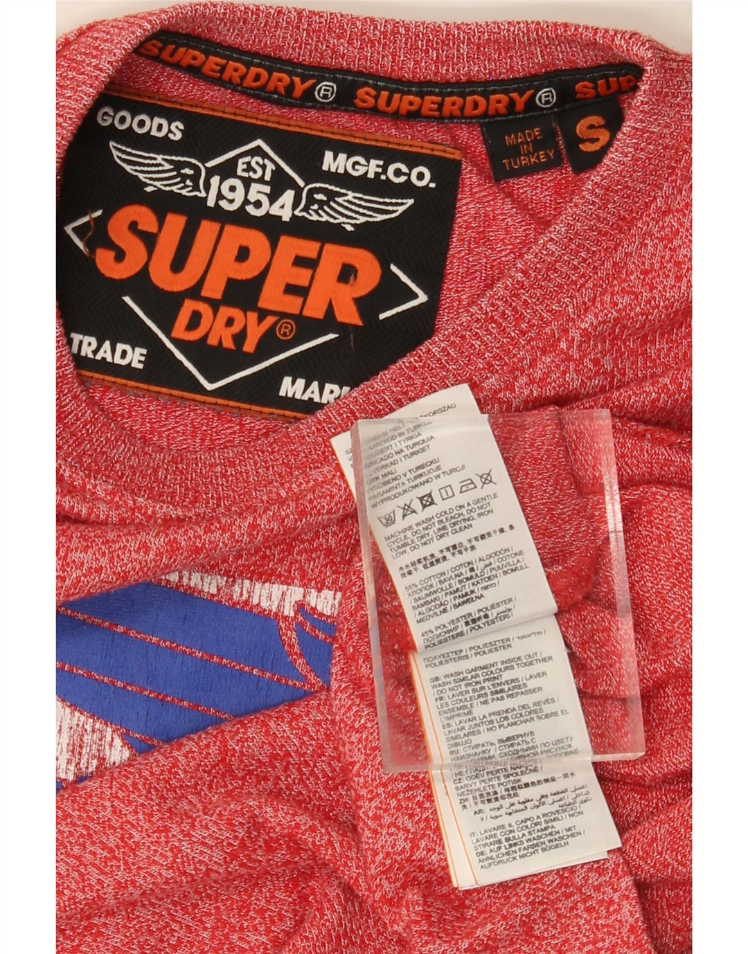 Superdry Camiseta gráfica para hombre Top pequeño de algodón moteado rojo
