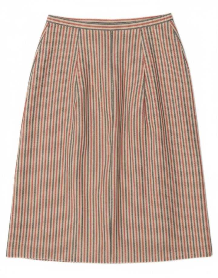 Falda midi vintage para mujer W27 pequeña rayas multicolores