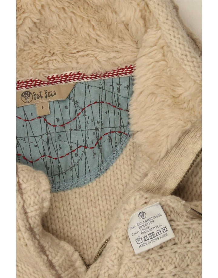 Jersey de hombre con cuello y cremallera de lana de cordero moteada en beige grande de Fat Face