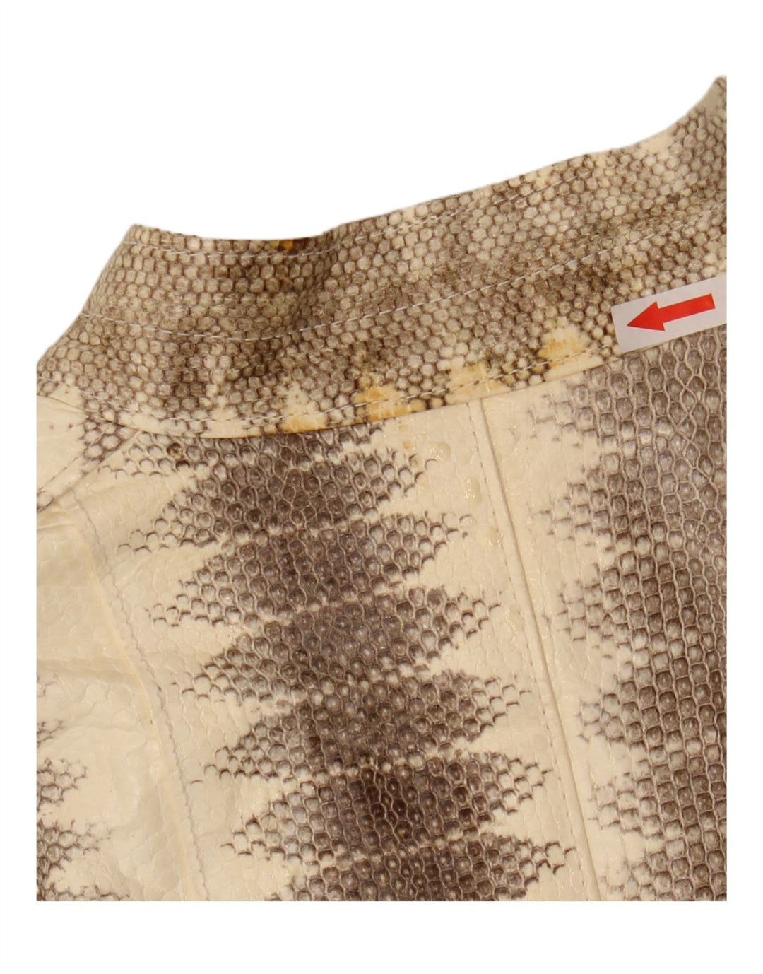 Lee Sands Chaqueta de cuero para hombre UK 40 Large Beige Animal Print
