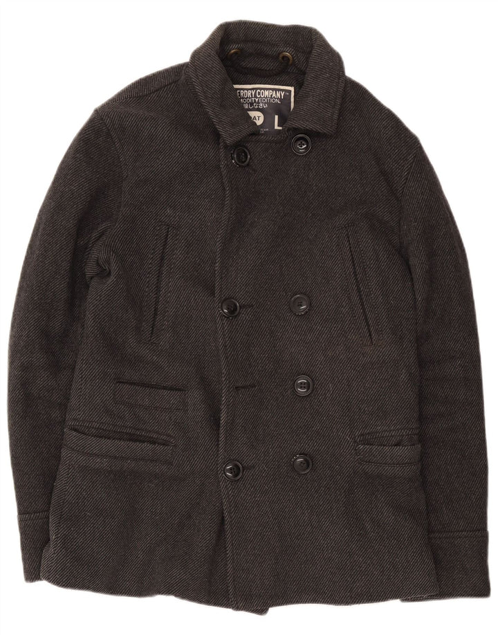 Superdry Chaquetón para hombre, talla 40, lana gris grande