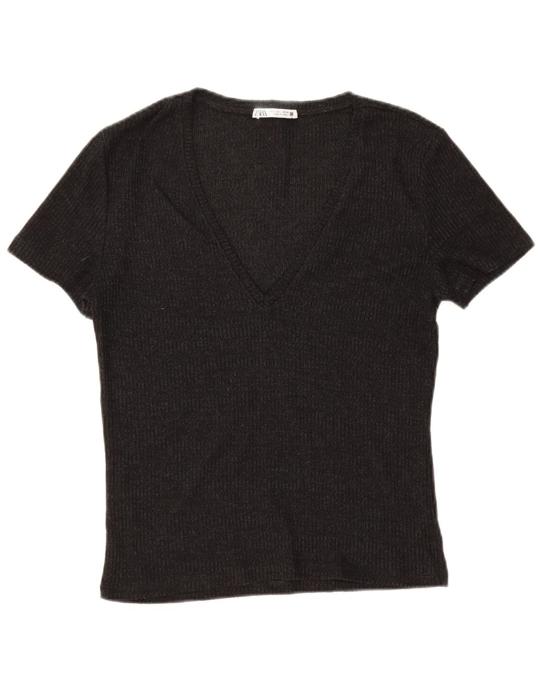 Zara Mujer Camiseta Top Reino Unido 44 Grande Negro