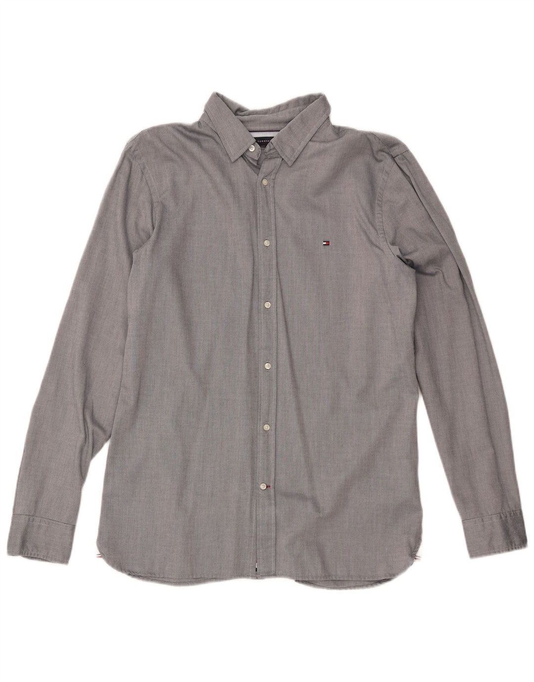TOMMY HILFIGER Camisa slim fit para hombre Algodón gris grande