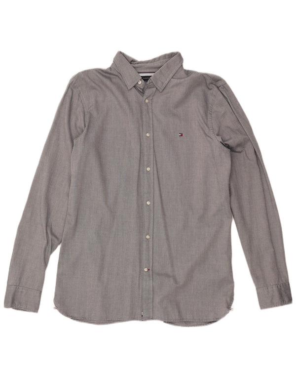 TOMMY HILFIGER Camisa slim fit para hombre Algodón gris grande