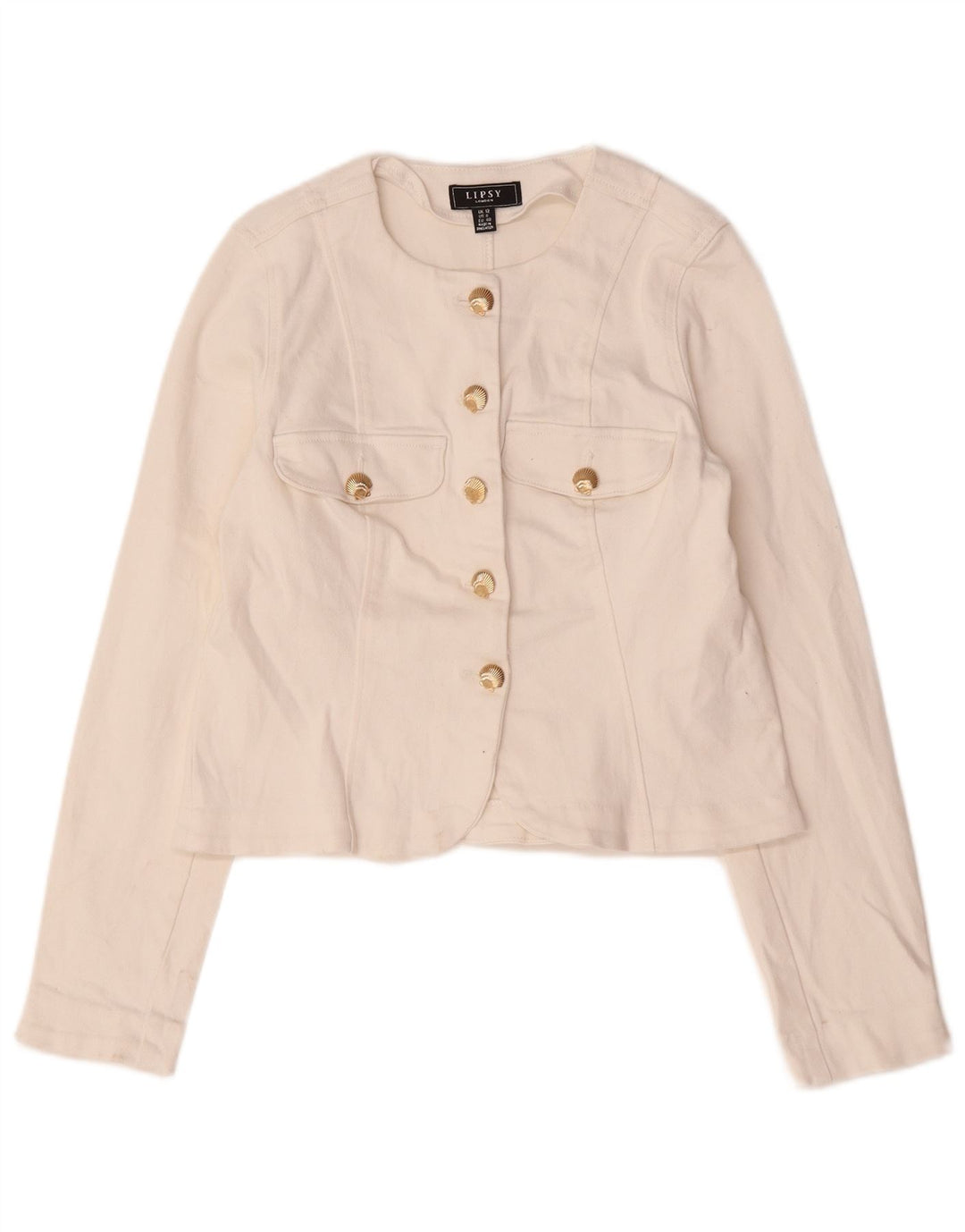 Chaqueta tipo blazer corta con 5 botones para mujer de Lipsy UK 40 Talla mediana de algodón blanco